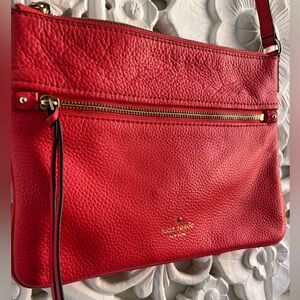 Kate Spade Jackson Coral Pebbled Leather Double Zip Crossbody Bag